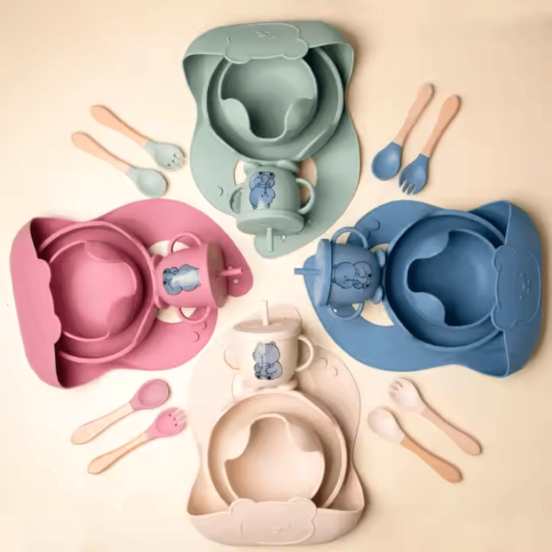 Silicone Baby Feeding Set with Suction Bib — Baby Toy Accessories | Zaptek BD