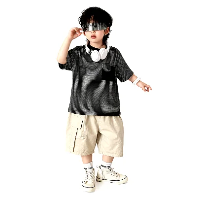 Trendy Summer Midnight Street Pocket T-Shirt Set for Boys