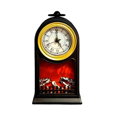 LED Fireplace Style Lantern (Black Clock)